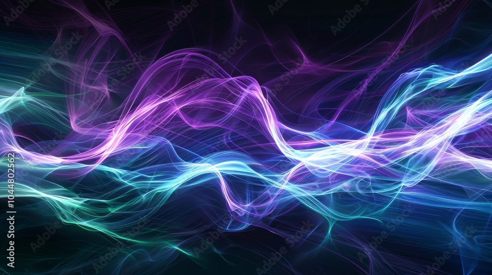 Abstract Dark Background with Wavy, Glowing, Colorful Lines Abstract Dark Background with Wavy, Glowing, Colorful Lines