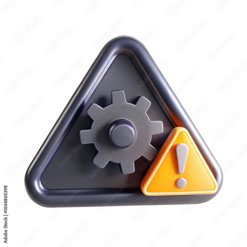 A 3D render of a warning sign featuring a gear icon and an exclamation mark, primarily in gray and orange colors, symbolizing alerts in technology. A 3D render of a warning sign featuring a gear icon and an exclamation mark, primarily in gray and orange colors, symbolizing alerts in technology.