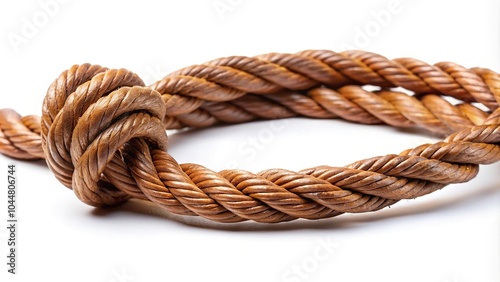 Silhouette brown leather rope isolated on white background