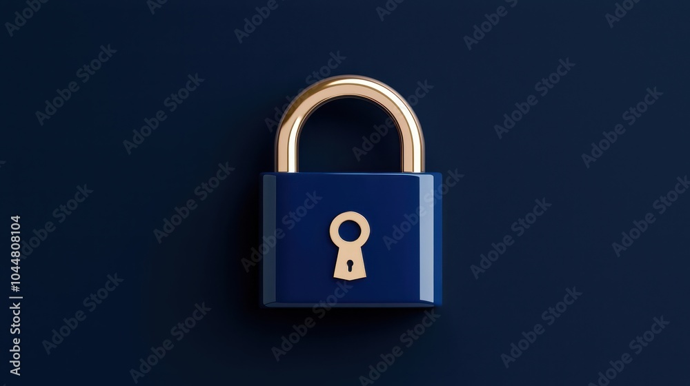 Fototapeta premium Blue Padlock On Dark Background