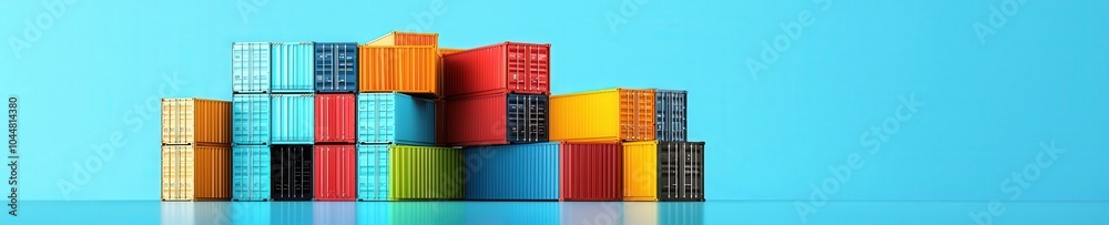 Fototapeta premium Shipping containers stacked, symbolizing bulk transportation