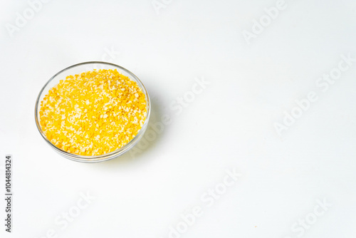 Panir Flour or Bread Flour or Bread Crumbs in a bowl isolated on white background. photo