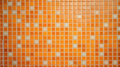 Vintage square tangerine orange tiles wall background