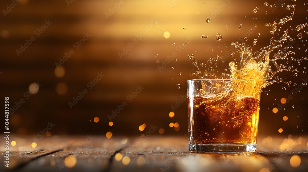 Black tea streaming into a glass cup, detailed splash effect in the tea, wooden table below, black tea splash close-up, dynamic and refreshing beverage Black tea streaming into a glass cup, detailed splash effect in the tea, wooden table below, black tea splash close-up, dynamic and refreshing beverage