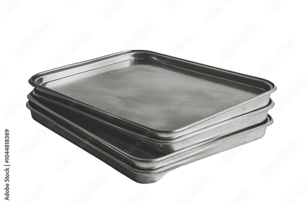 Stack of metal trays for kitchen storage. Stack of metal trays for kitchen storage.