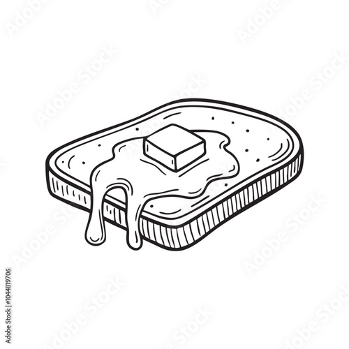 An illustration of butter melting on a slice of toast