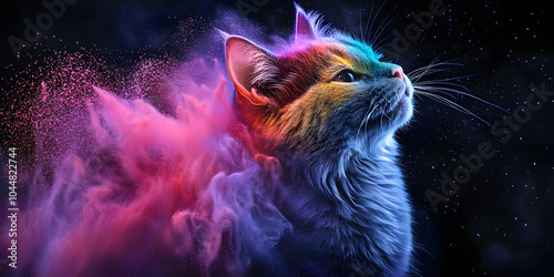 Fantasy and beautiful cats with explosion effects, beautiful cats, mobile wallpapers, computer wallpapers, backgrounds
