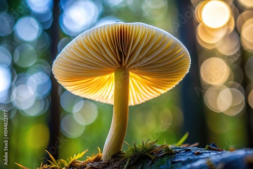 Silhouette of gills from sulphur tuft mushroom photo