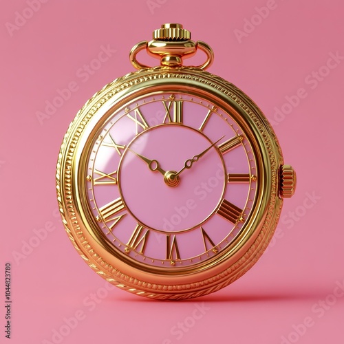 Unique Pink and Gold Clock, Antique Style photo