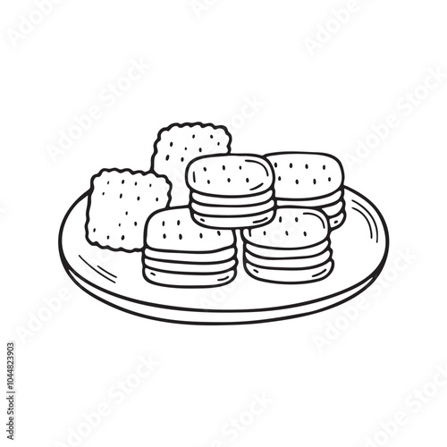 An illustration of biscuits arranged neatly on a plate