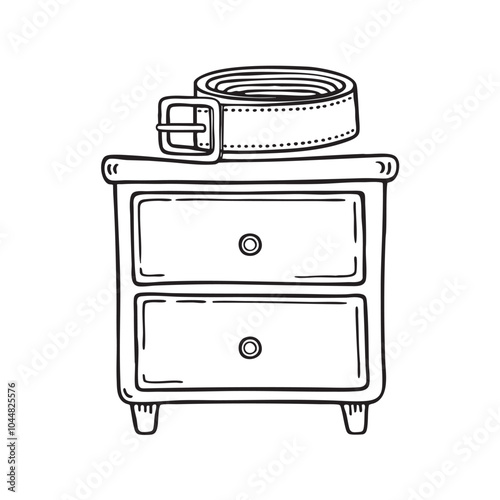 An illustration of a belt placed on a dresser