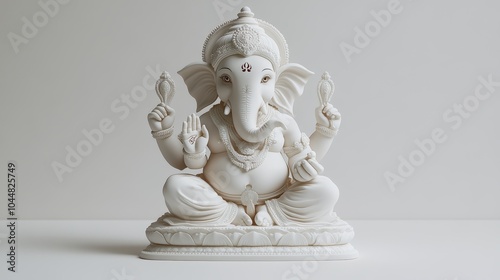 White Ganesha Statue Hindu God Sculpture Religious Symbol