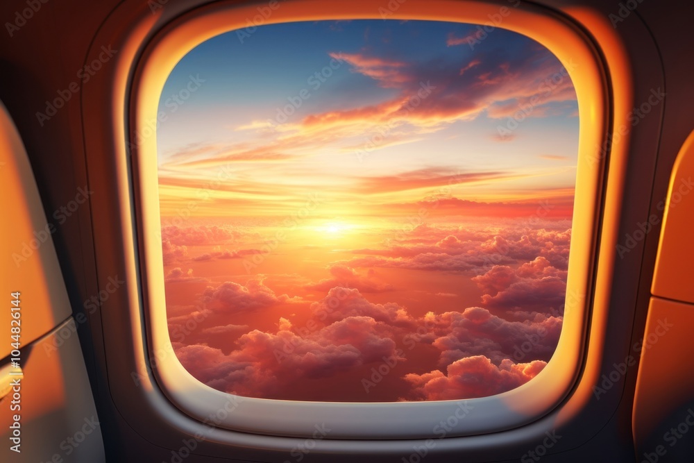 Window porthole sunset nature.