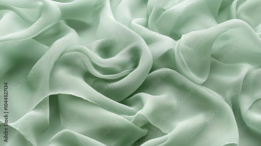 Obraz premium Soft Green Fabric Draped Background Texture