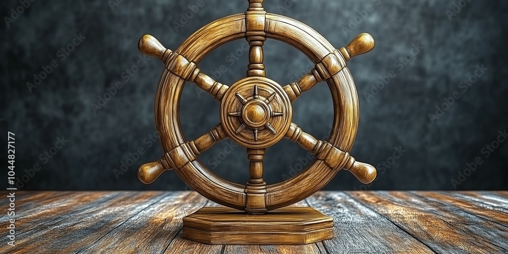 Obraz premium Old Fashioned Brass Steering Wheel