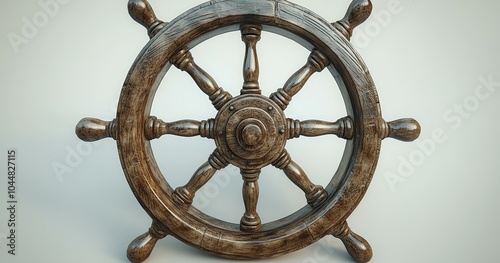 Vintage Wooden Steering Wheel, Ship's Wheel, Nautical Decoration
