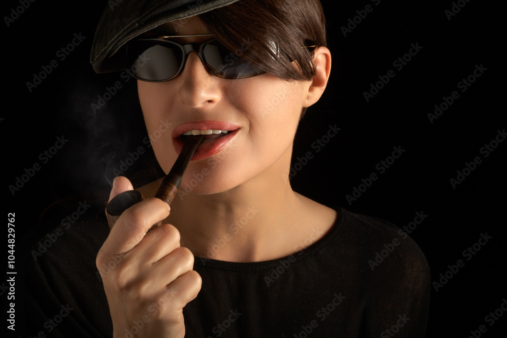 Obraz premium woman smoking pipe