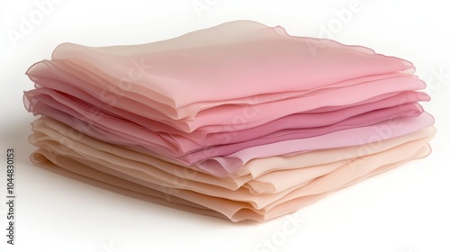 Soft Pastel Pink and Peach Silk Fabric Scarves Stacked