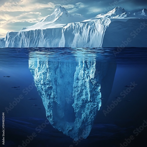 A new mountain that appears half smaller than the lower half under water or ocean represents the deep web.