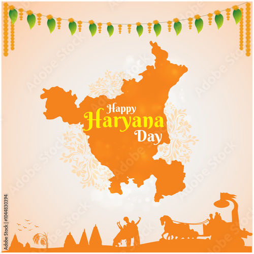 1st November, Haryana Day. Happy Haryana Day. State Formation Day. India. Special Days. Social Media Greetings template Vector 1080x1080