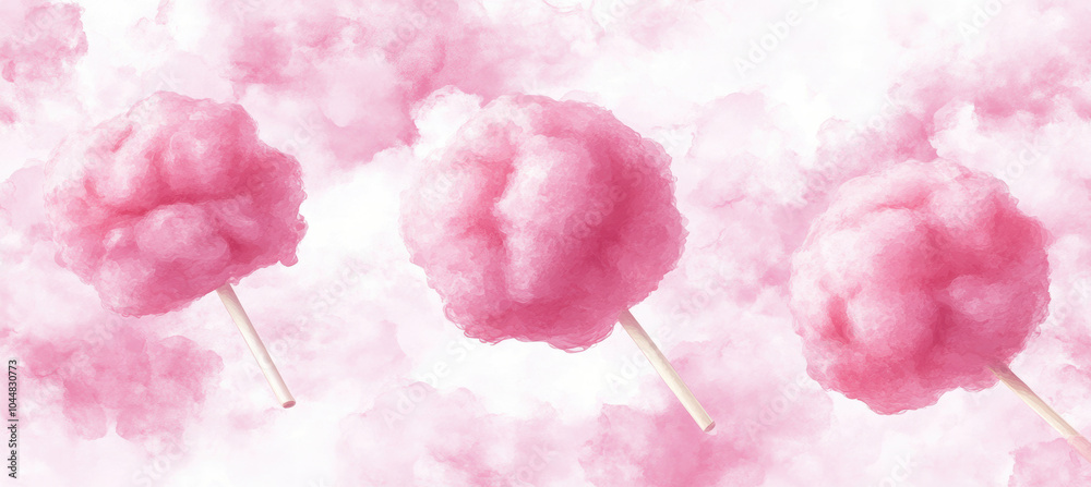 Fototapeta premium Seamless Pink Cotton Candy Background