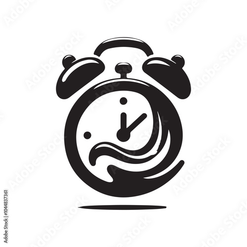 alarm clock with fluid shape, fluid alarm clock silhouette vector icon