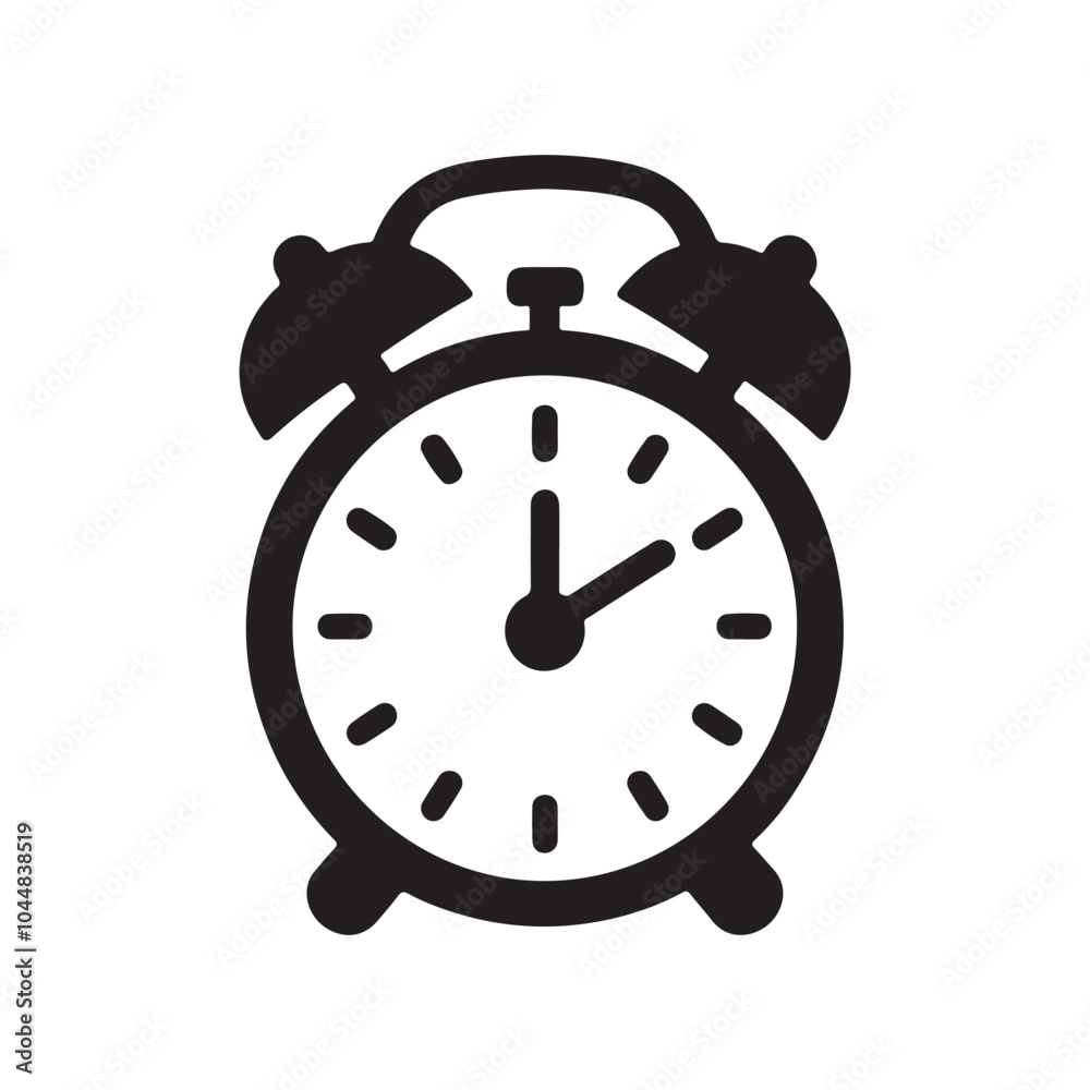 simple alarm clock vector silhouette icon simple alarm clock vector silhouette icon