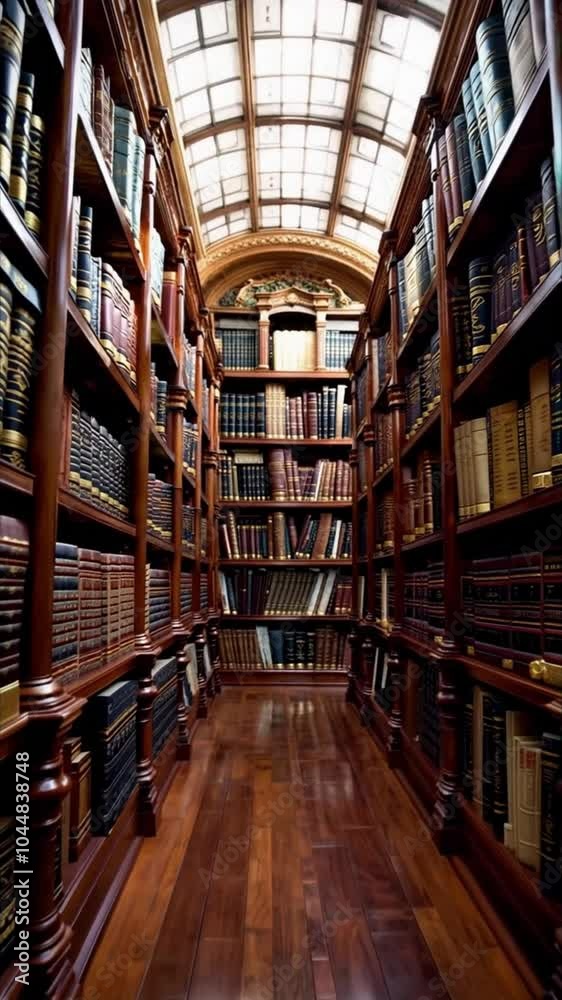 custom made wallpaper toronto digitalVertical video of Elegant Vintage Library Serene Atmosphere with Wooden Bookshelves and Extensive Collection of Books for Reading