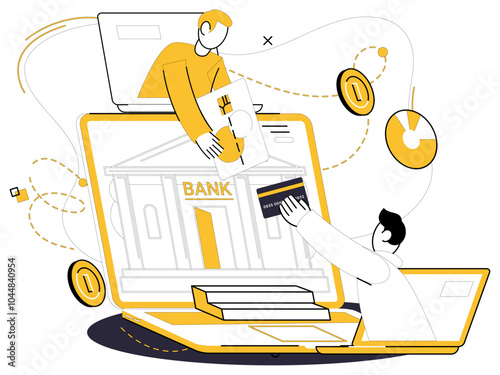 Online loan vector illustration. Currency flows seamlessly through channels online loans, irrigating fields success Economy and finance converge in symphony online loans, orchestrating prosperous