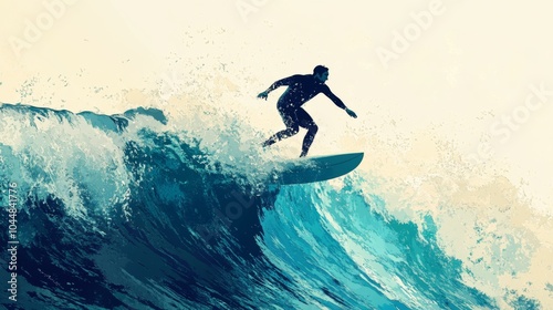 Silhouette of a surfer riding a wave.