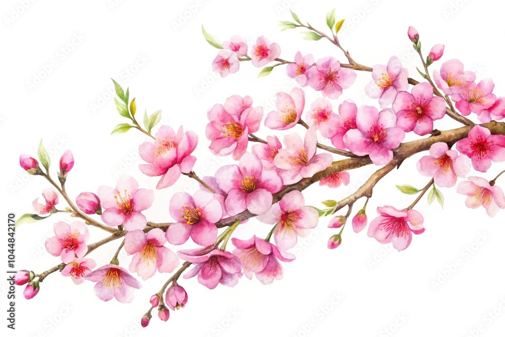 Watercolor clipart of cherry pink flowers branch Watercolor clipart of cherry pink flowers branch