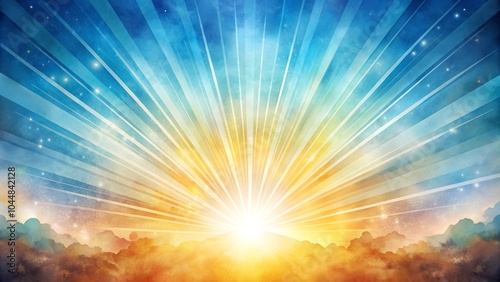 Abstract watercolor sunburst illustrating the return of light after the longest night in winter solstice