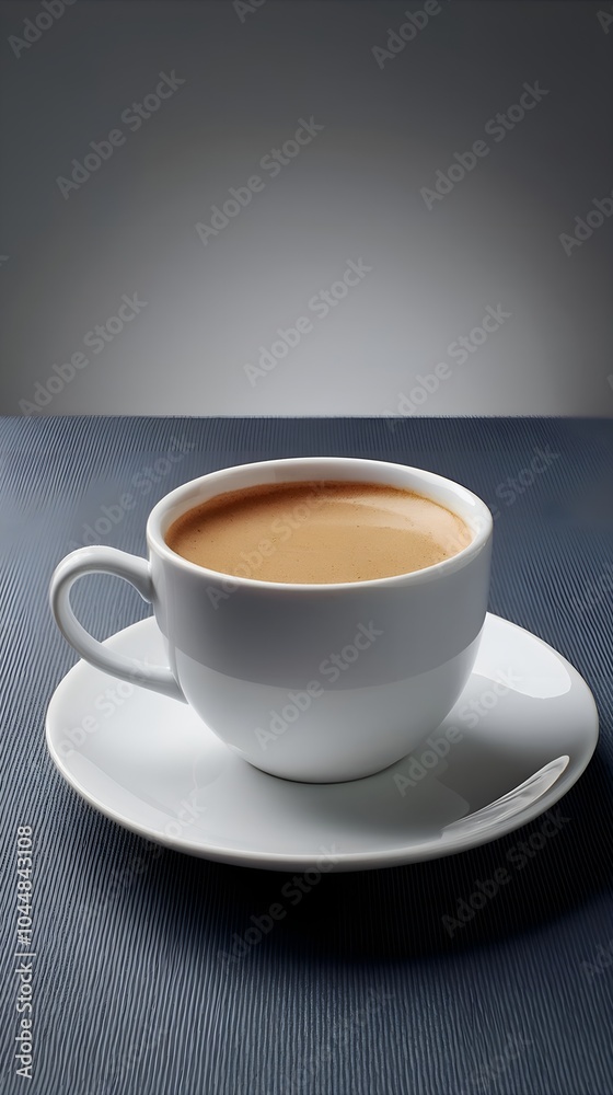 Fototapeta premium Coffee cup on a plain grey background. Energy boost. 