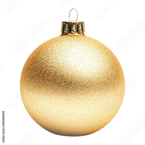 A vibrant gold ornament with a matte finish isolated on white background, decoration for Christmas tree.