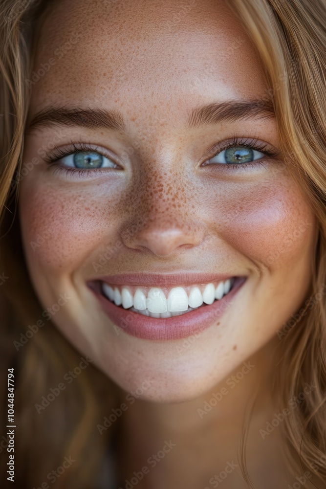 Bright smile with perfect teeth, closeup, soft natural lighting, joyful and confident expression Bright smile with perfect teeth, closeup, soft natural lighting, joyful and confident expression