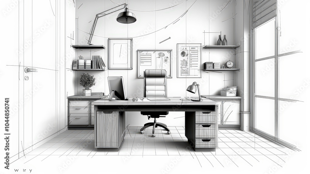 minimalist clinic office featuring sleek desk, medical posters, and organized shelves creates professional atmosphere. design emphasizes functionality and simplicity, ideal for medical environment minimalist clinic office featuring sleek desk, medical posters, and organized shelves creates professional atmosphere. design emphasizes functionality and simplicity, ideal for medical environment