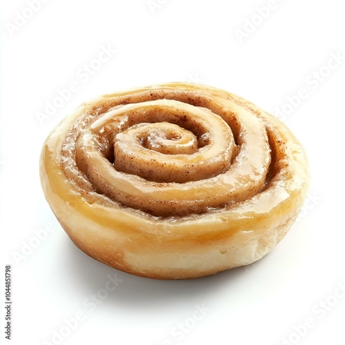 Cinnamon roll with powdered sugar topping.