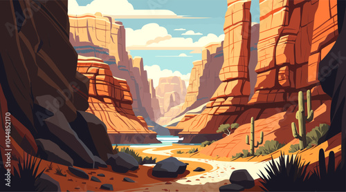 Canyon at sunset – A striking canyon landscape bathed in warm sunset tones.