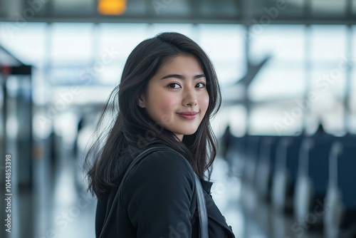 Obraz na płótnie Portrait of a Young Woman at the Airport w salonie