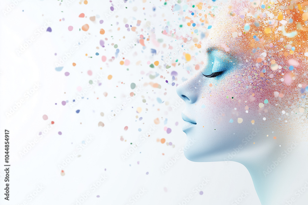 A woman's face elegantly transitions into a swirl of colors, creating a surreal and captivating artistic experience A woman's face elegantly transitions into a swirl of colors, creating a surreal and captivating artistic experience