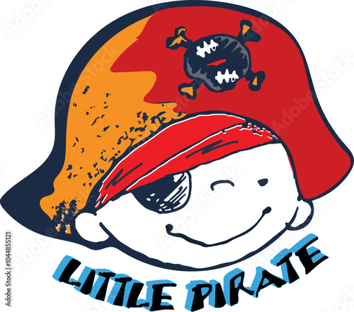 Joyful red little sea pirate graphics photo