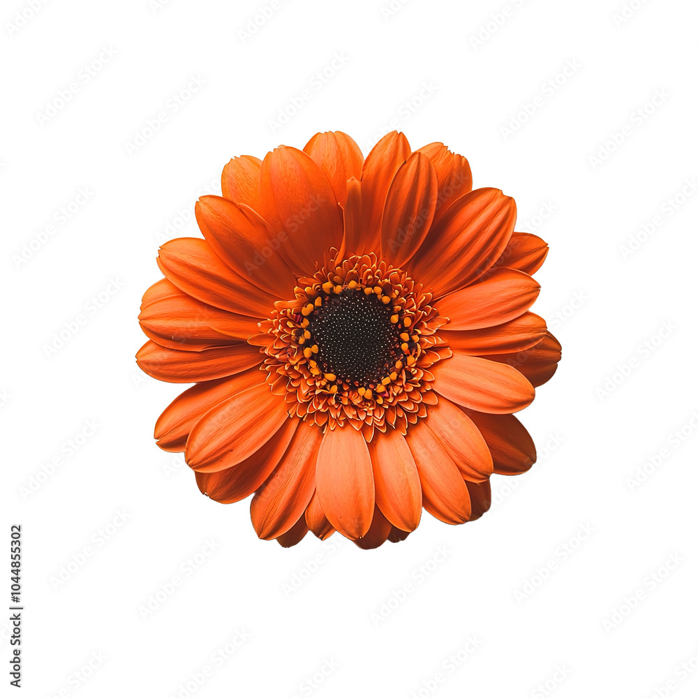 a gerbera isolated on transparent background, top view a gerbera isolated on transparent background, top view