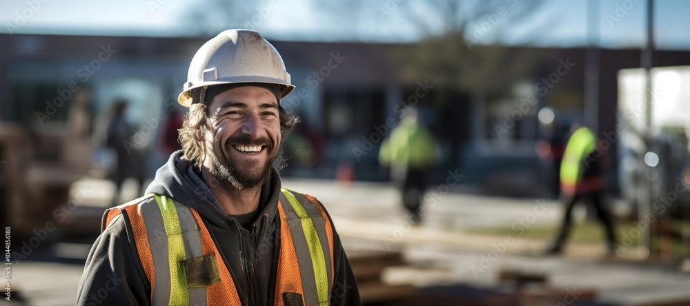 Fototapeta premium Construction worker working hardhat helmet adult.