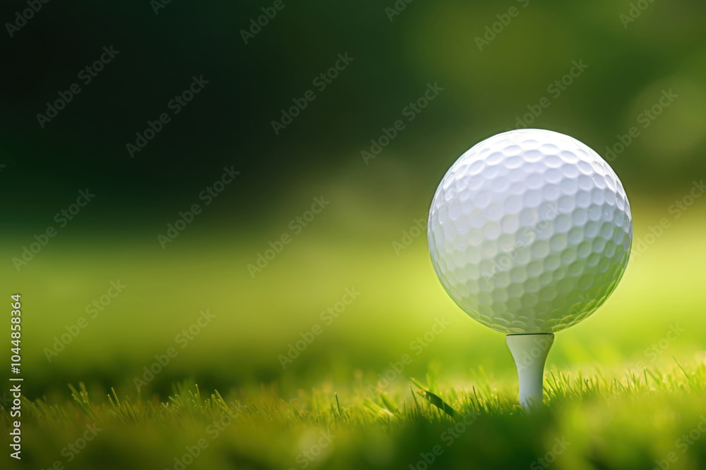 photo of a close up the golf ball on tee pegs ready to play, light green, natural light. photo of a close up the golf ball on tee pegs ready to play, light green, natural light.