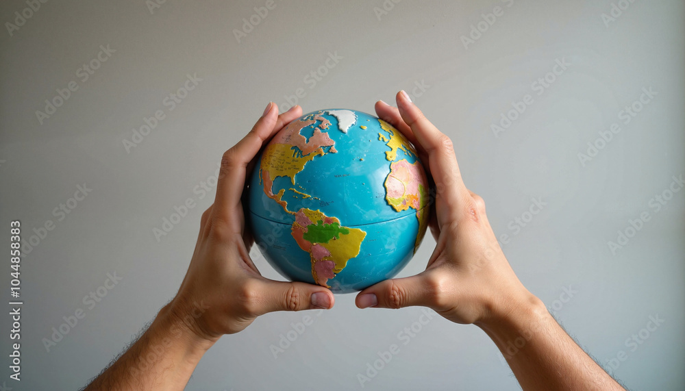 Hands holding a globe concept of global awareness and education Hands holding a globe concept of global awareness and education