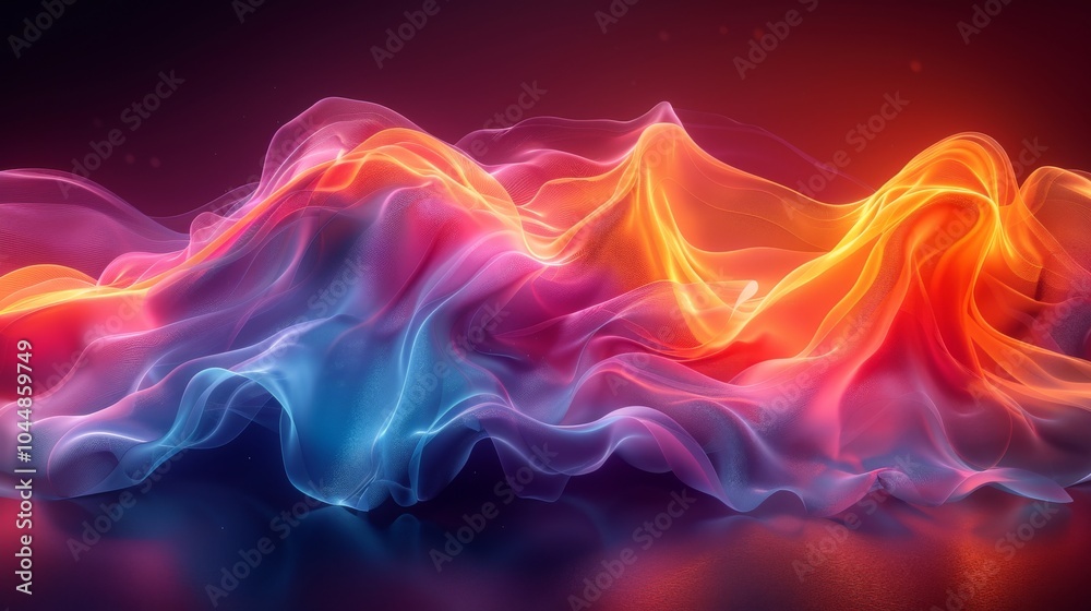 Obraz premium Abstract Wavy Lines in Red, Orange, and Blue Hues