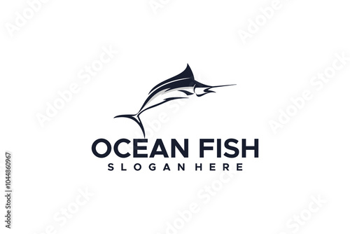 Marlin Fish Ocean Saltwater Wild Nature Logo Design Vector