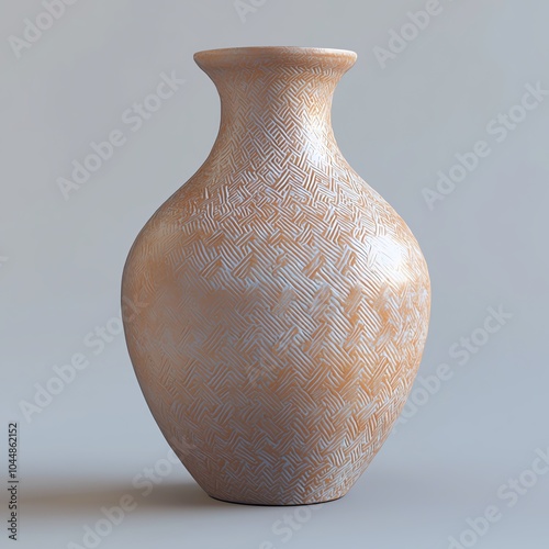 Detailed mockup of hand-thrown ceramic vase, showing intricate glazing patterns, neutral background photo