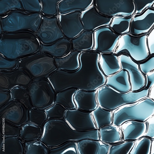 Abstract glossy pattern in dark tones resembling liquid metal surface.