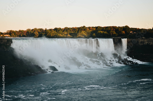 Niagara Falls at Sunrise: Majestic Waterfall in Golden Morning Light